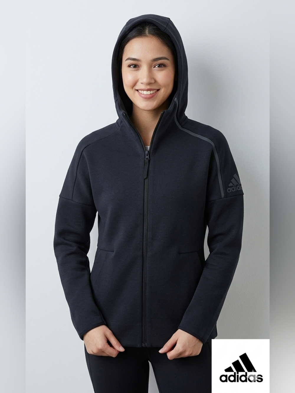 adidas Dark Charcoal Zip Hoodie New ❣️